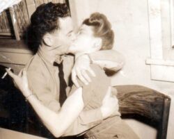 Grandpa Chuck Purcell kissing Grandma Lillian Purcell Grandpa Chuck Purcell kissing Grandma Lillian Purcell